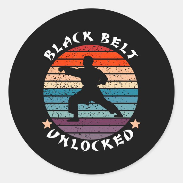 Schwarzgürtel-Level-Unlocks-Karate Behalten Runder Aufkleber (Vorderseite)