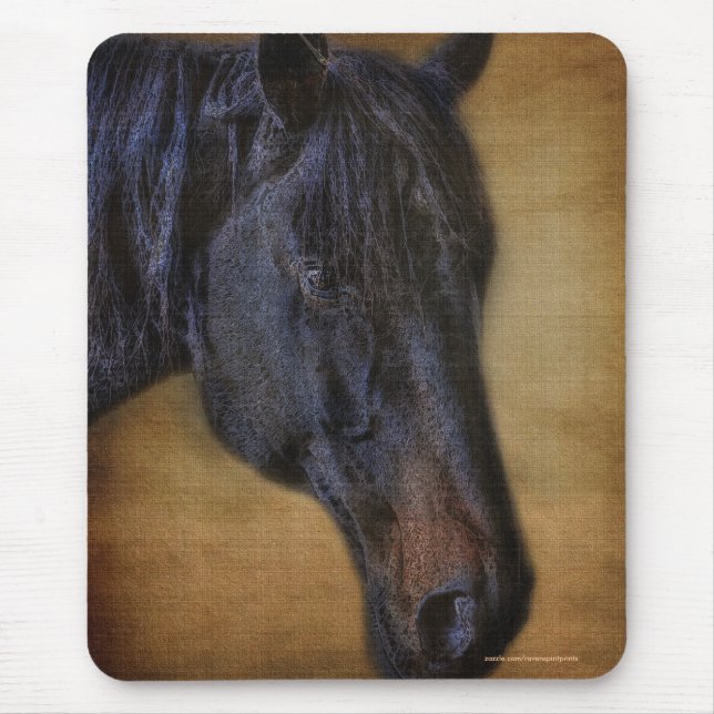 Schwarzhornportrait auf rustikalem Pergament-Effek Mousepad (Vorne)