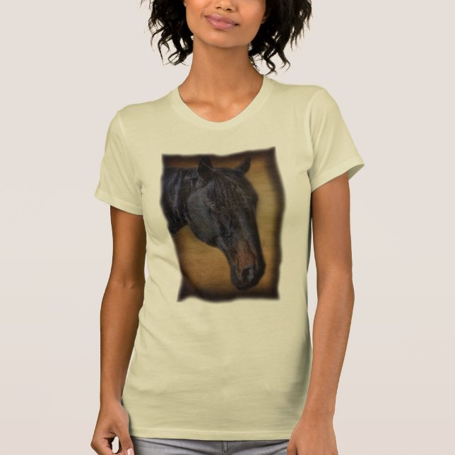 Schwarzhornportrait auf rustikalem Pergament-Effek T-Shirt (Vorderseite)