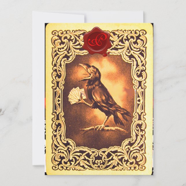 SCHWARZKARTEN, POKER PARTY ROT WAX SIEGEL EINLADUNG (Vorderseite)