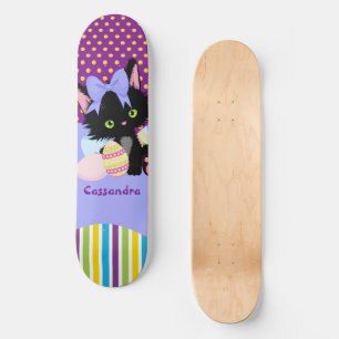 Schwarzkätzchen Ostereier - Punkte und Streifen Skateboard