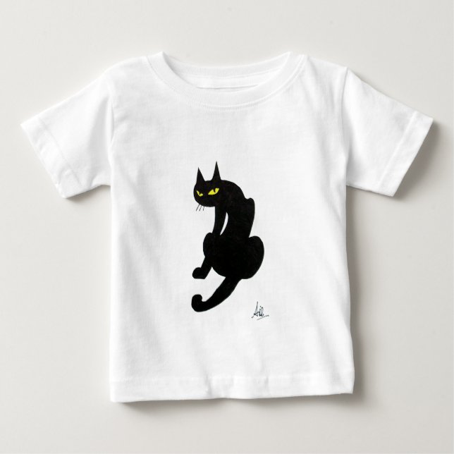 SCHWARZKATZE-HALLOWEEN-PARTY BABY T-SHIRT (Vorderseite)