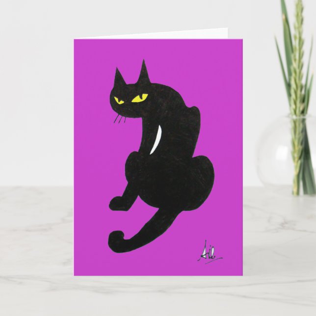 SCHWARZKATZE-HALLOWEEN-PARTY KARTE (Vorderseite)