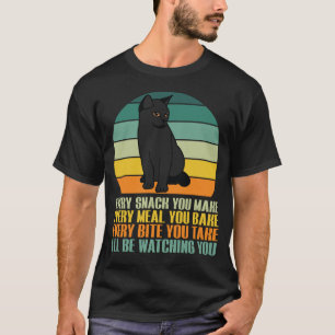 Schwarzkatzen-Themen-Snack Retro-T-Shirt T-Shirt
