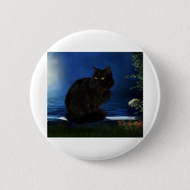 Schwarzkatzenkatze Button (Vorderseite)