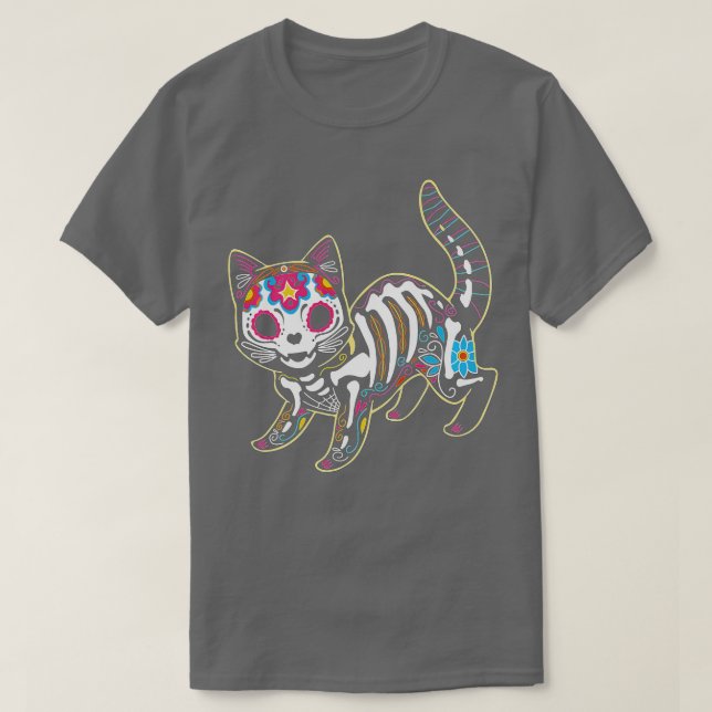 Schwarzkatzentag des Toten Zuckerschädels T-Shirt (Design vorne)