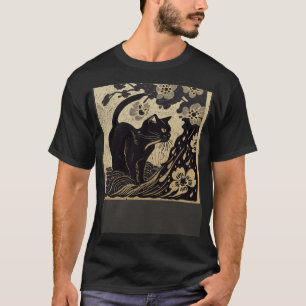 Schwarzkatzenwasser gießt Blume T-Shirt