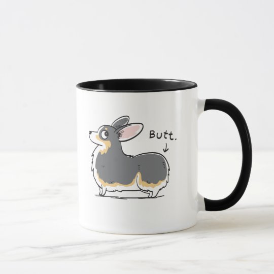 Schwarzköpfige Tri Pembrokecorgi-Hintern-Tasse Tasse