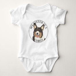Schwarzköpfiger dreifarbiger Corgi-Hund große Schw Baby Strampler