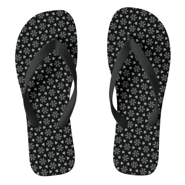 Schwarzkreislaukleckse Flip Flops (Fußbett)