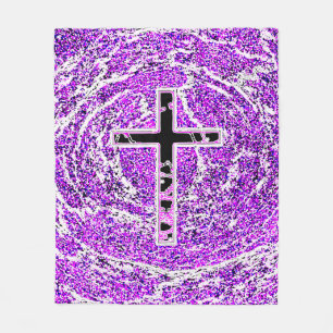 SCHWARZKREUZ MIT LILA HINTERGRUND FLEECEDECKE