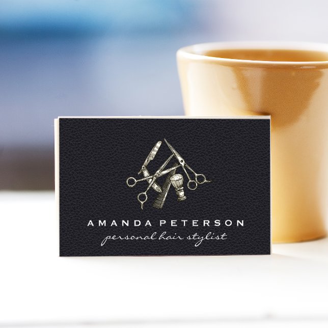 Schwarzleder | Salon | Barbershop-Tools Visitenkarte (Von Creator hochgeladen)