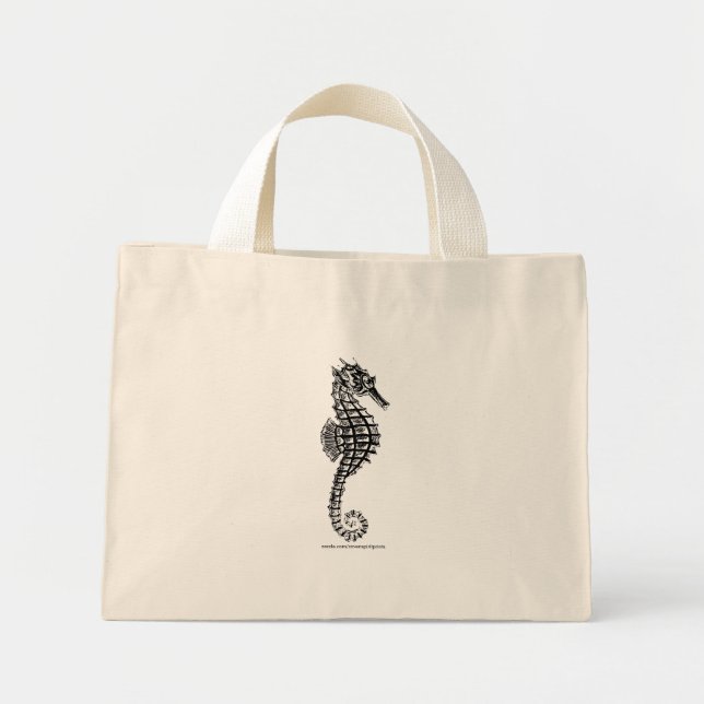 Schwarzmeer-HORSE-Tote-Tasche Mini Stoffbeutel (Vorne)