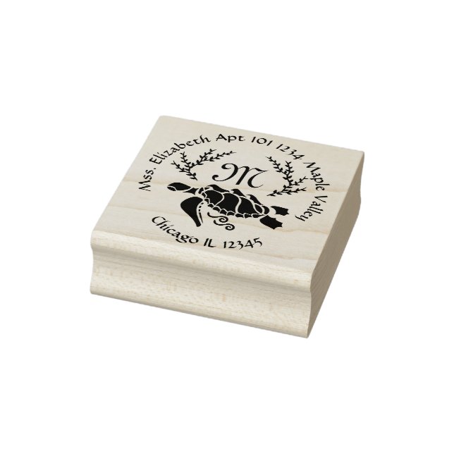 Schwarzmeerschildkröte-Monogramm-Rücksendeadresse Gummistempel (Stempel)