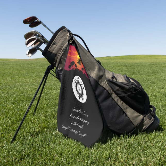 Schwarzmeerschildkröte-Silhouette Diamond Monogram Golfhandtuch (Gras)