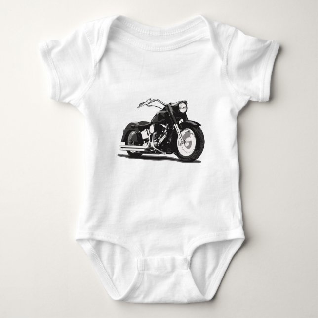 Schwarzmotorrad Baby Strampler (Vorderseite)
