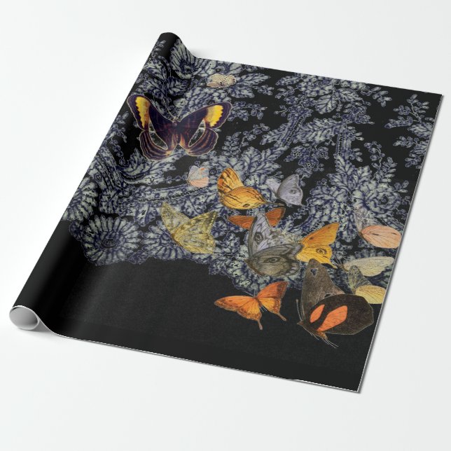 SCHWARZPATTER MIT SCHALTFLÄCHE GESCHENKPAPIER (Ungerollt)