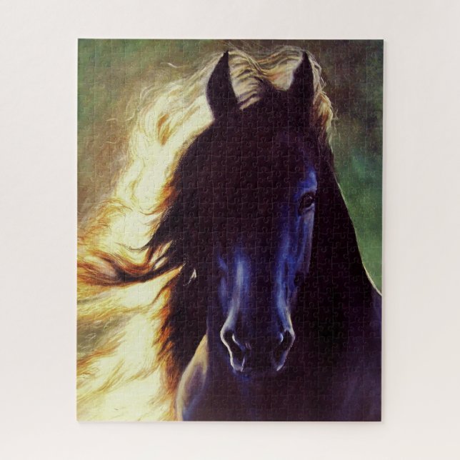 Schwarzpferd "des friesischen Glühens", Stallion (Vertikal)