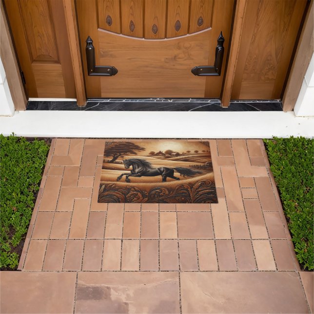 Schwarzpferd Leather Doormat Fußmatte (Außenbereich)