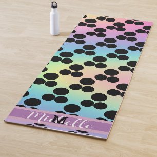 Schwarzpolka dot Gradient Regenbogen Custom Monogr Yogamatte