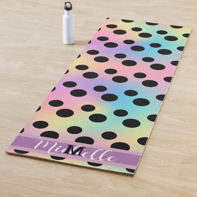 Schwarzpolka dot Gradient Regenbogen Custom Monogr Yogamatte (Beispiel)