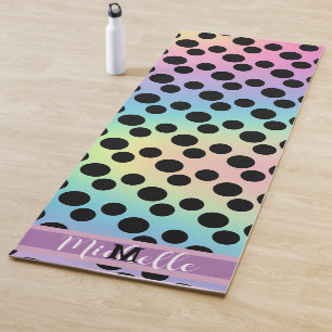 Schwarzpolka dot Gradient Regenbogen Custom Monogr Yogamatte