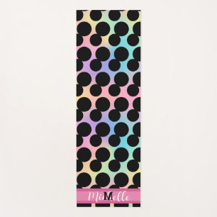 Schwarzpolka dot Gradient Regenbogen Custom Monogr Yogamatte