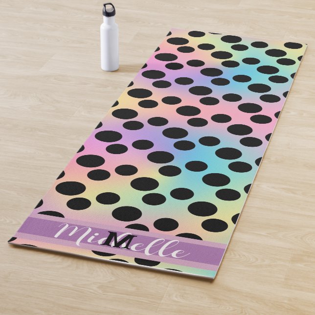 Schwarzpolka dot Gradient Regenbogen Custom Monogr Yogamatte (Beispiel)