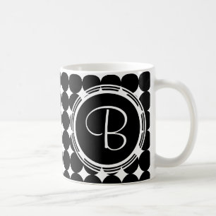 Schwarzpolka-Dot-Monogramm Kaffeetasse