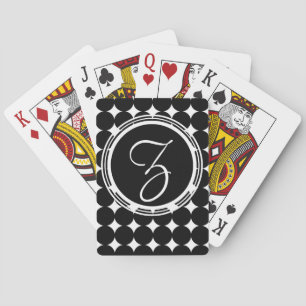 Schwarzpolka-Dot-Monogramm Spielkarten