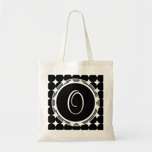 Schwarzpolka-Dot-Monogramm Tragetasche