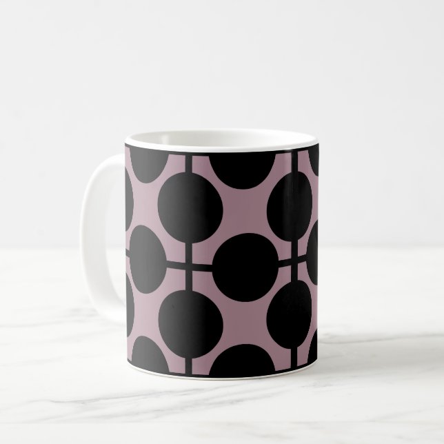 Schwarzpolka-Punkt-Karo-Mode Kaffeetasse (Vorderseite Links)