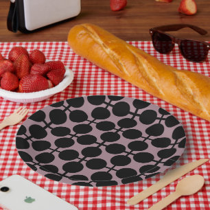 Schwarzpolka-Punkt-Karo-Mode Pappteller
