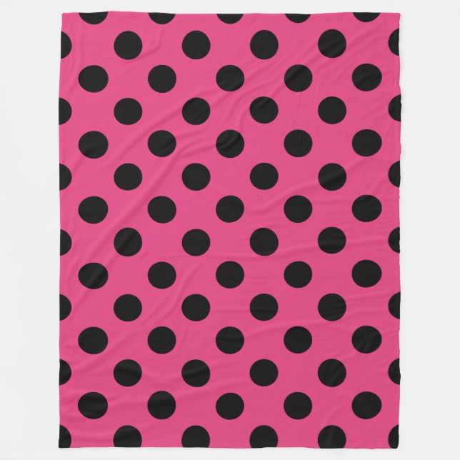 Schwarzpolka-Punkte auf Fuchsia Fleecedecke (Vorderseite)