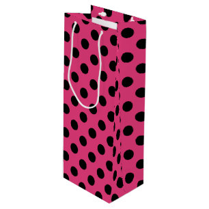 Schwarzpolka-Punkte auf Fuchsia Geschenktüte Für Weinflaschen