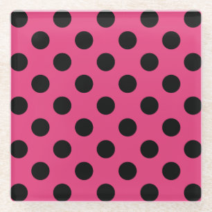 Schwarzpolka-Punkte auf Fuchsia Glasuntersetzer