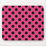 Schwarzpolka-Punkte auf Fuchsia Mousepad<br><div class="desc">Schwarzpolka-Punkte auf Fuchsia</div>