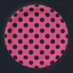 Schwarzpolka-Punkte auf Fuchsia Pappteller<br><div class="desc">Schwarzpolka-Punkte auf Fuchsia</div>