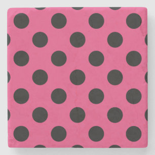 Schwarzpolka-Punkte auf Fuchsia Steinuntersetzer