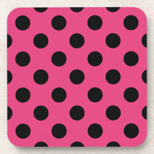 Schwarzpolka-Punkte auf Fuchsia Untersetzer