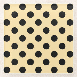 Schwarzpolka-Punkte auf hellgelb Glasuntersetzer