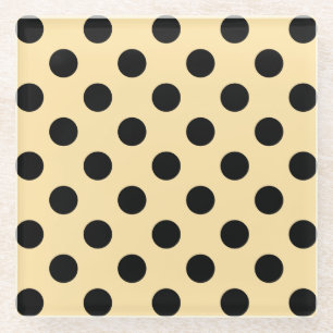 Schwarzpolka-Punkte auf hellgelb Glasuntersetzer