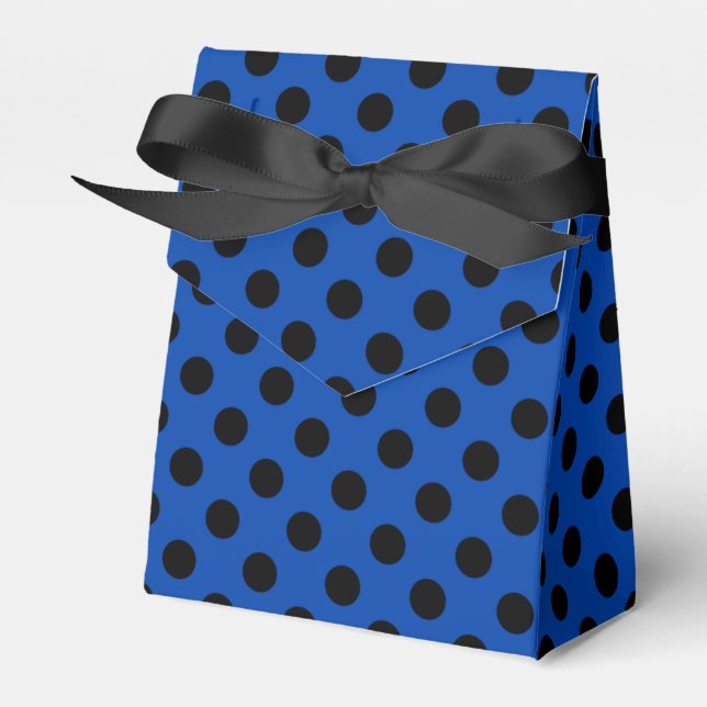 Schwarzpolka-Punkte auf königsblau Geschenkschachtel (Vorderseite)