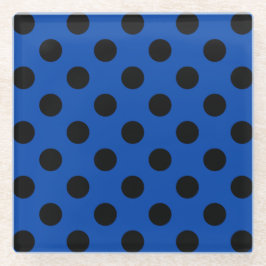 Schwarzpolka-Punkte auf königsblau Glasuntersetzer