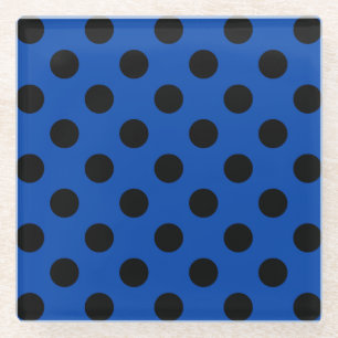 Schwarzpolka-Punkte auf königsblau Glasuntersetzer