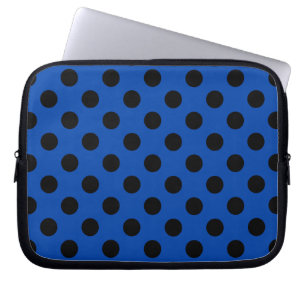 Schwarzpolka-Punkte auf königsblau Laptopschutzhülle