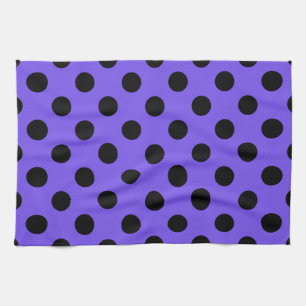Schwarzpolka-Punkte auf Perwinkle Geschirrtuch