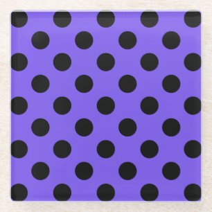 Schwarzpolka-Punkte auf Perwinkle Glasuntersetzer