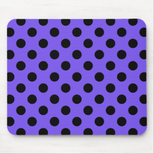 Schwarzpolka-Punkte auf Perwinkle Mousepad