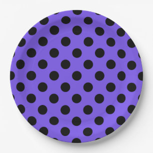 Schwarzpolka-Punkte auf Perwinkle Pappteller
